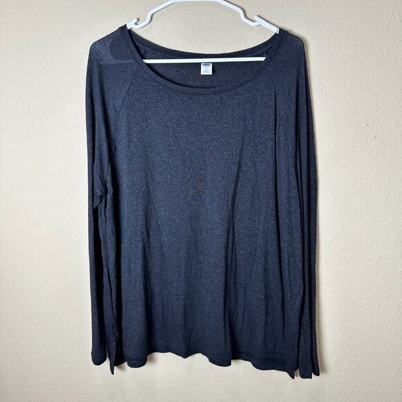 OLD NAVY Charcoal Grey Scoop Neck Long Sleeve Thin Sweater Top - Picture 2 of 7